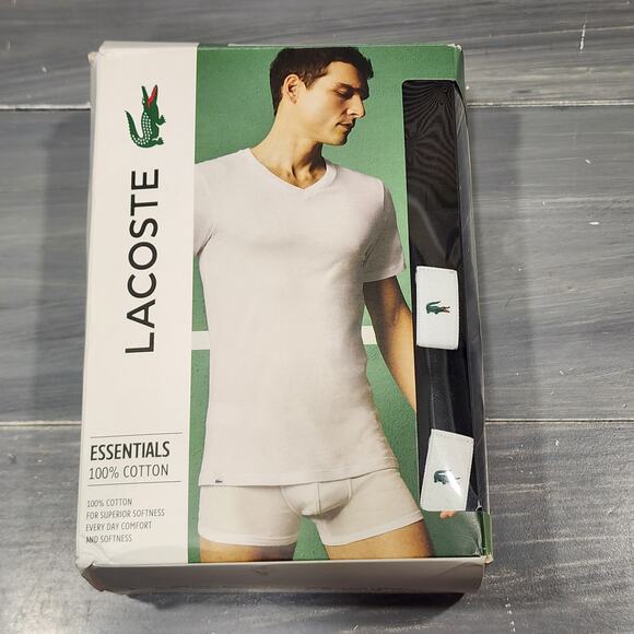 Lacoste Other - Lacoste Black V Neck T Shirts XXL Slim Fit 100% Cotton 3 Pack Open Box